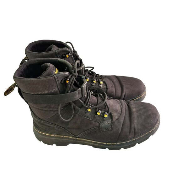 Dr. Martens Combs Tech ll Black Ripstop Nubuck Leather Combat Boots Size 13 - Picture 2 of 12